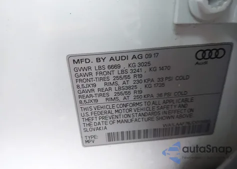 2018 Audi Q7 3.0T Premium from USA, damaged, VIN WA1LAAF76JD013893